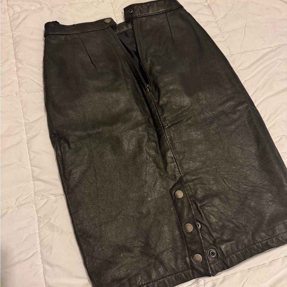 High waist Vintage leather skirt